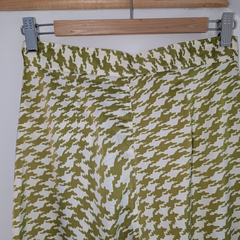 Urban Outfitters Green and White Houndstooth Wide-Leg Pants Size Small - Picture 4 of 7
